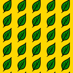 seamless pattern of green leaf on leaf background.