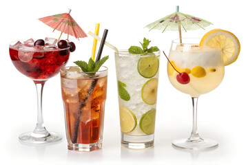 Four refreshing summer cocktails with fruit