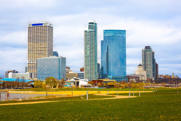 Milwaukee Modern Buildings View at Sunny Day