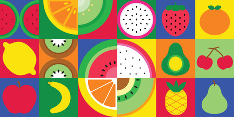 Geometric fruits shape vector background