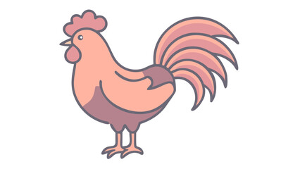 Cute and Expressive Icon Logo of a Regal Rooster with a Graceful Comb Curve, Defined Tail Feathers, and Sharp Spurs
