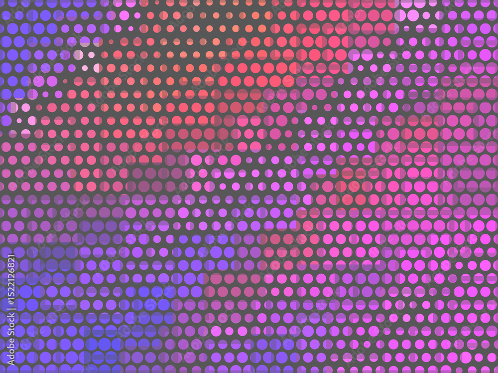 Poster light blue, red texture with disks, blurred bubbles. abstract illustration with colorful dots, circl
