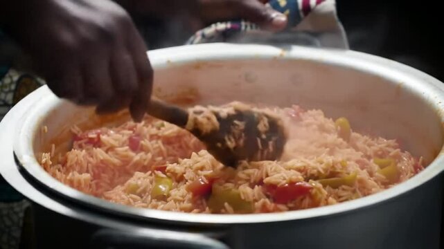 A person stirring a delicious pot of rice