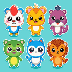 Obraz premium cute cartoon stickers