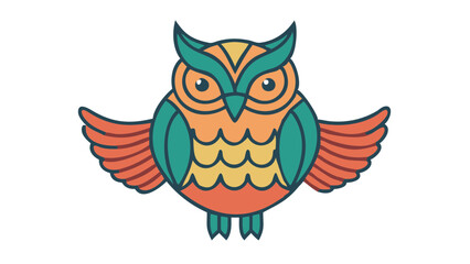 Fototapeta premium Cute and Expressive Icon Logo of a Regal Owl with Curved Plumage, Defined Ear Tufts, and Strong Talons