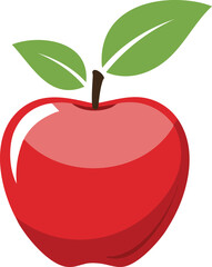 red apple with leaf