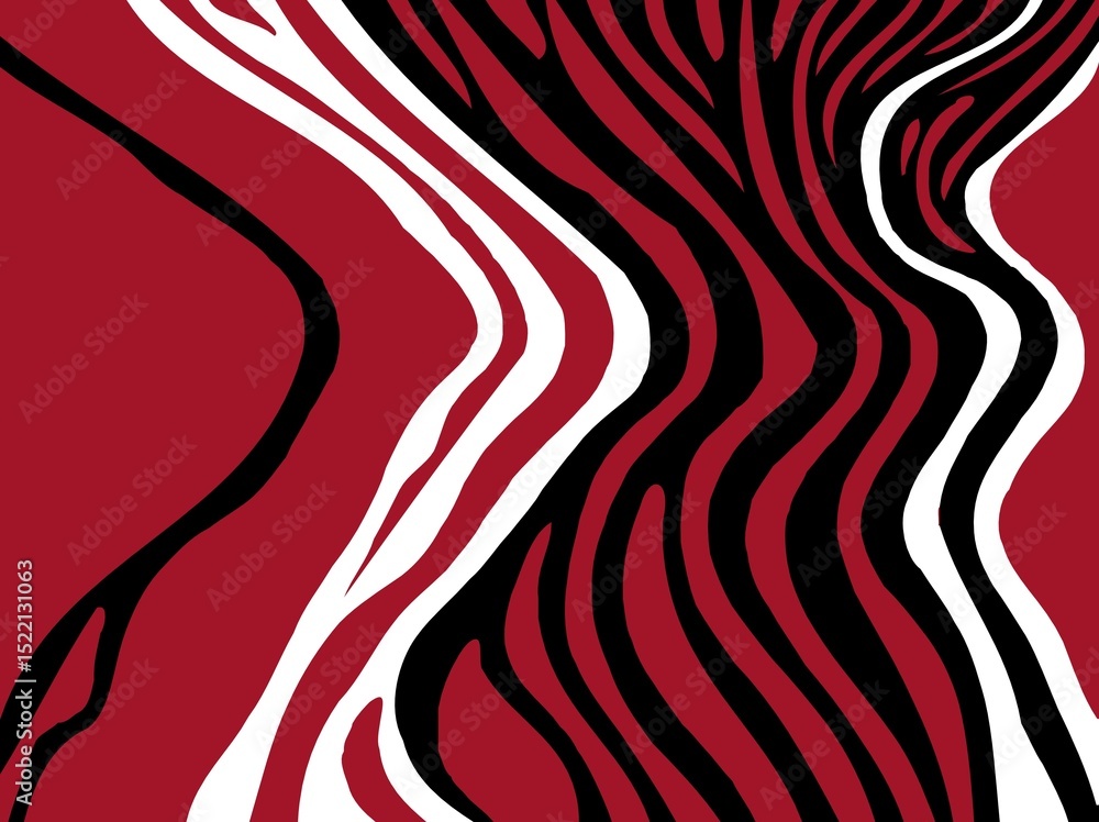 Poster abstract background with red lines and waves