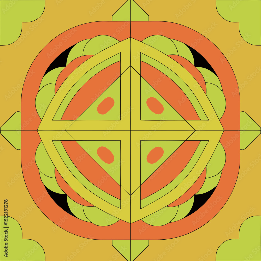 Poster geometric pattern with circles triangles and square shape