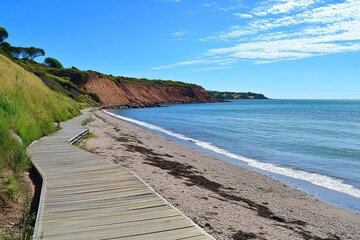 Explore the natural beauty of Hallett Cove beach and boardwalk on a sunny day, Hallett Cove beach and boardwalk in nature reserve of Adelaide, South Australia