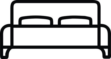 Single black and white bed icon isolated on white background