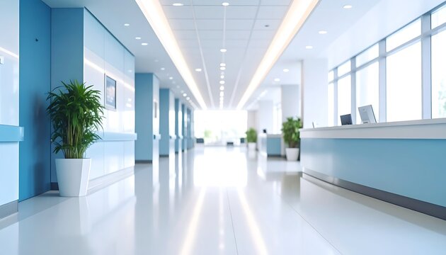 Serene Hospital Corridor: Modern Healthcare Interior Design