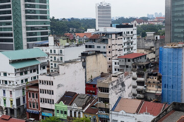Residential old buldings aerial view in the center of Kuala Lumpur Malaysia