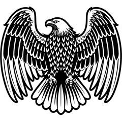 Obraz premium Stylized black and white eagle with outstretched wings