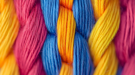 Close Up Colorful Braided Threads