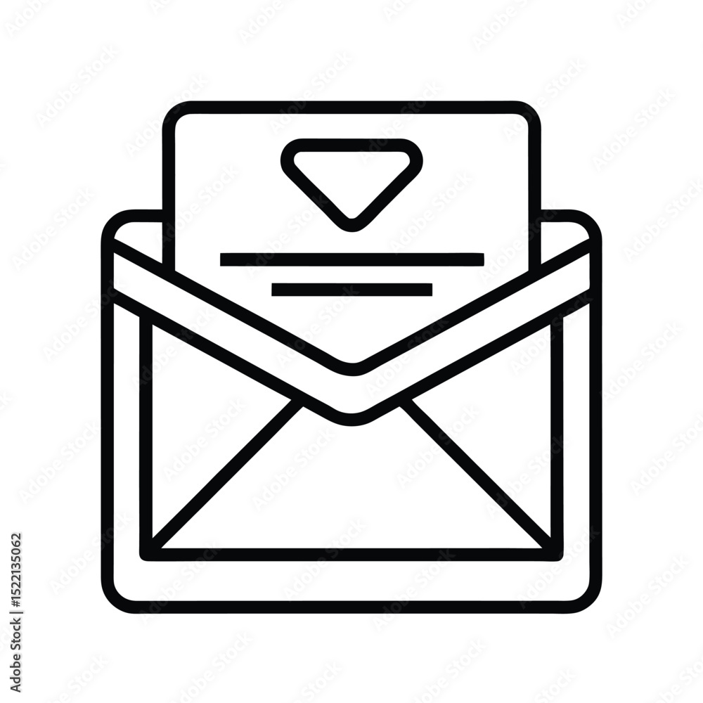 Aufkleber clean outline vector icon of a mail envelope with a letter on white background perfect for website d