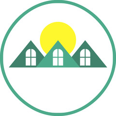 Graphic of Houses with Windows and Roofs