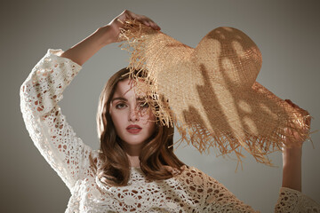 lace hat portrait shadow