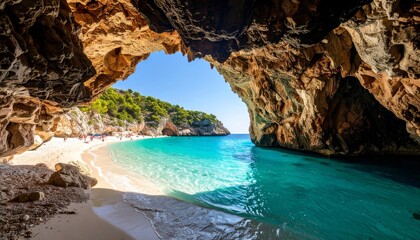 Fototapeta premium Hidden Beach Paradise: A Secluded Cove Unveiled