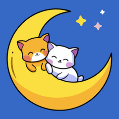 cat and moon