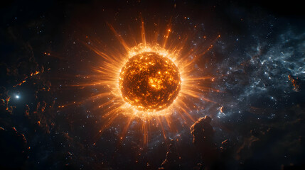 Fiery Star Explosion In Deep Space