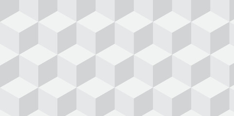 Seamless white geometric cube creative concept triangle overlapping overlap square technology background. geometric digital cubes fabric and wallpaper grid block texture background.	