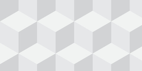 Seamless white geometric cube creative concept triangle overlapping overlap square technology texture. geometric digital cubes fabric and wallpaper grid block texture background.	