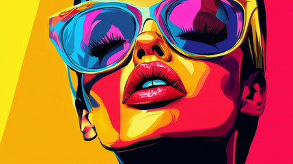 Vibrant artistic portrait urban setting digital art colorful background eye-level view modern aesthetic