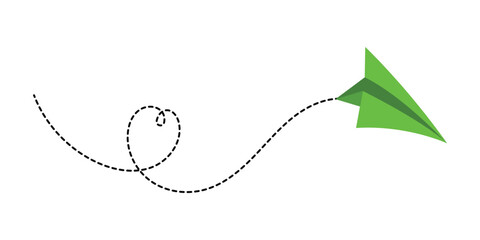 Paper plane with dotted line vector. Paper airplane, Travel symbol. Airplane track or route with dotted lines. Illustration of an airplane flying. vector illustration in eps 10.	