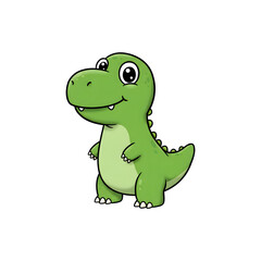 Cute green cartoon dinosaur standing upright
