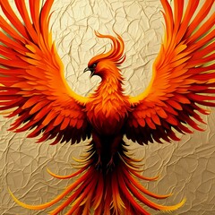Obraz premium Majestic Phoenix: A fiery bird with magnificent wings, symbol of rebirth and immortality