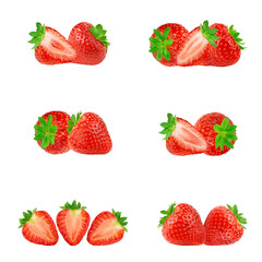 fresh strawberries isolated on transparent background