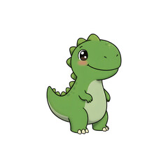 Fototapeta premium Cartoon green dinosaur with a bumpy back and a cheerful grin, standing on two legs.