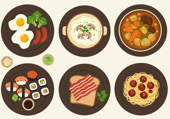 Delicious gourmet in the world a flat vector design illustrations