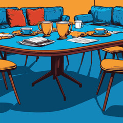 comic style vector table image for graphic design