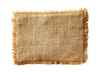 Rectangular burlap patch with raw edge isolated on transparent PNG