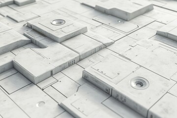 Futuristic techno blocks showcase advanced design elements in a sleek modern environment, Techno blocks Futuristic technology or sci fi design Seamless 3D render