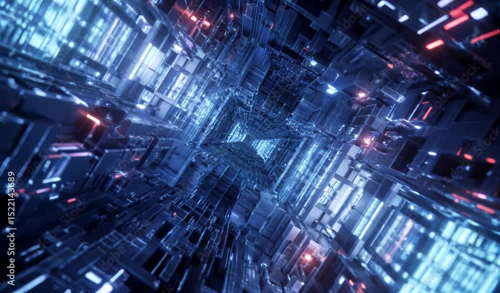 Aufkleber futuristic tunnel of glowing lights and patterns showcasing advanced technology and mesmerizing