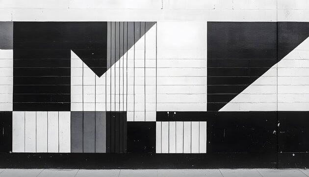 Abstract geometric shapes in black and white.
