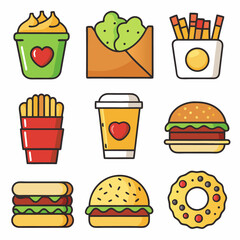 vector food and drink set