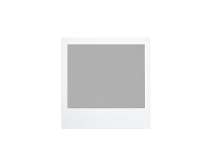 Classic white bordered instant photo frame with a gray center isolated