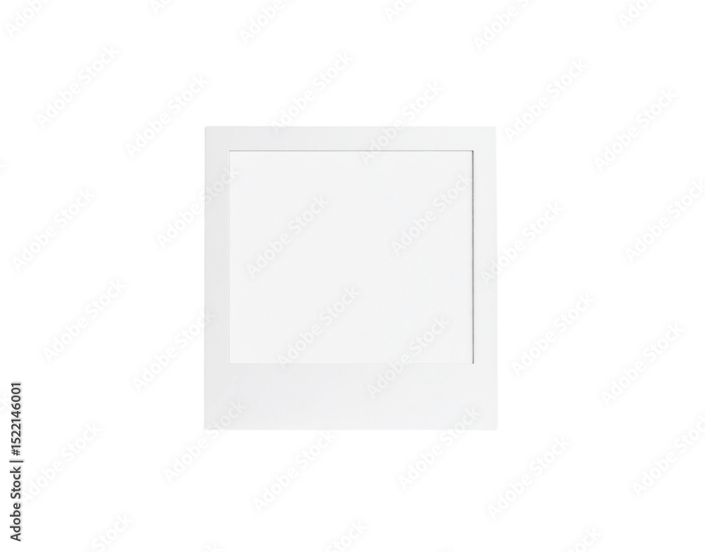 Poster crisp white instant photo frame with clean lines and central empty space