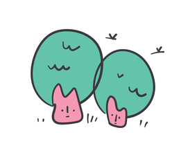 (Chat Tree) doodle Collection of hand drawn cute icon. Vector illustration.