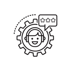 Support icon. Call center vector symbol. Simple outline customer service icons. Operator message icons set.