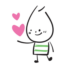 (Love, heart) Collection of hand drawn business worker icons. Vector illustration.