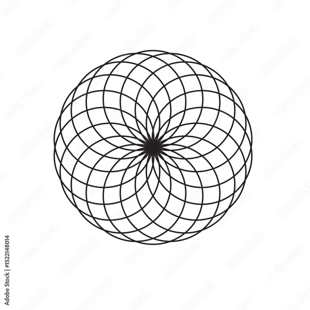 Poster geometric circular pattern with intersecting curves