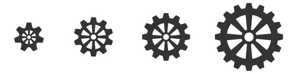 Gear cog icon vector for mechanical part, rotation tool, and engineering system. Ideal for industrial design, technical diagrams, and machinery interface visuals.