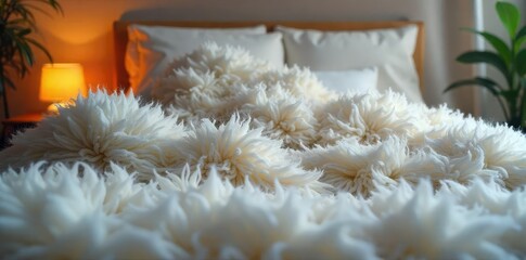 A fluffy, plush cushion provides a comforting, inviting space for a peaceful night's sleep Perfect for relaxation and rest Ideal for sleep-related content , rest, ergonomic