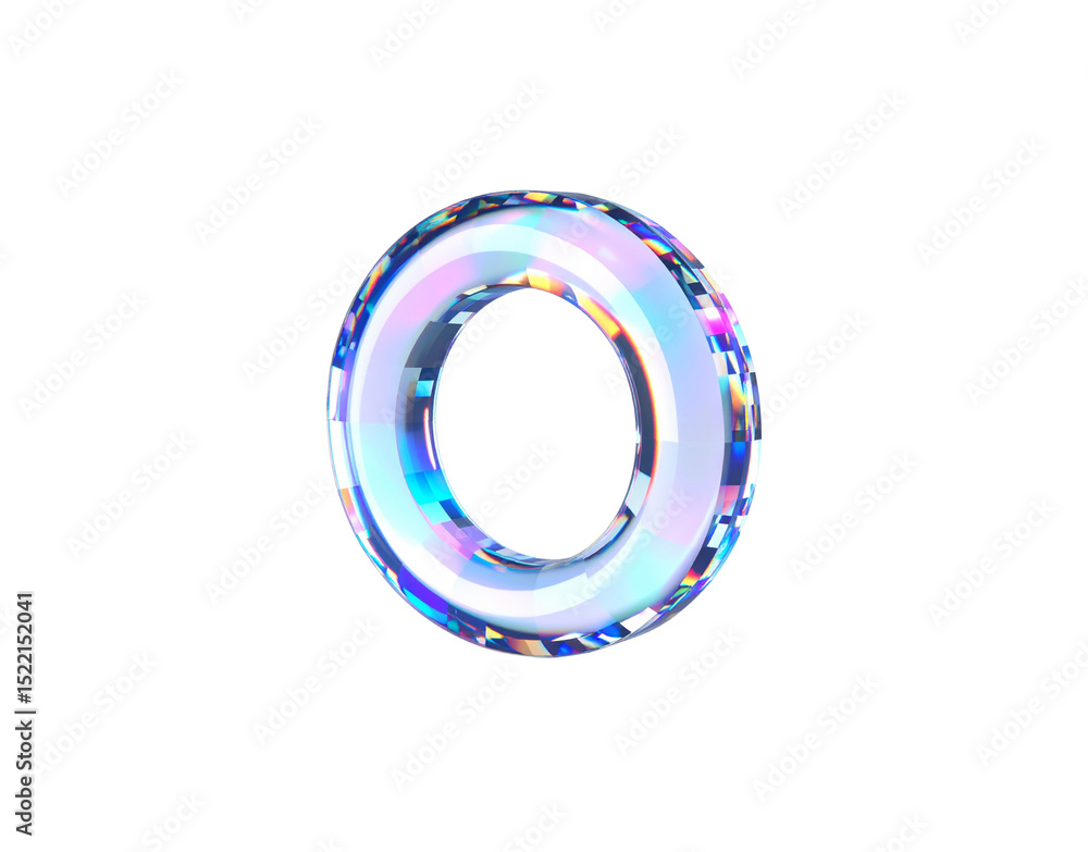 Poster iridescent donut a translucent ring with prismatic reflections and faceted edges