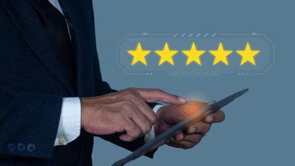 Customer Satisfaction Survey concept, 5-star satisfaction, Customer service experience and business satisfaction survey. Concept of satisfaction rating.