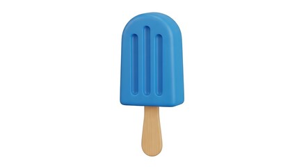 Single blue popsicle on white background
